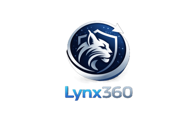 Logo LYNX360 — system SZBI (głowa rysia w niebieskim okręgu)